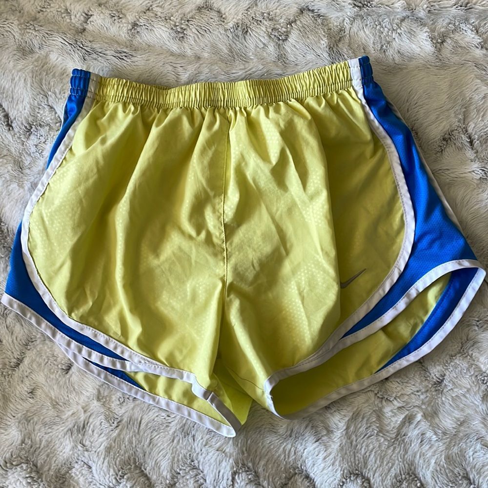 Women's Nike Shorts Built in Shorts Yellow White Blue Small